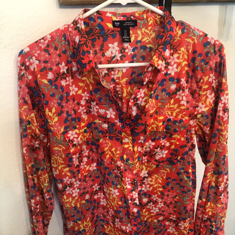 Floral Button Up Long Sleeve GAP Blouse